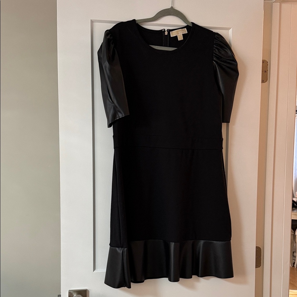 Michael Kors Black Dress with Faux Leather Trim